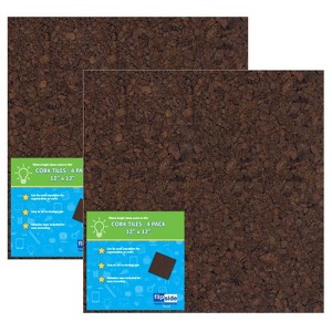 Flipside Products Dark Cork Tiles, 12" x 12", 4 Per Pack, 2 Packs - 1 of 1