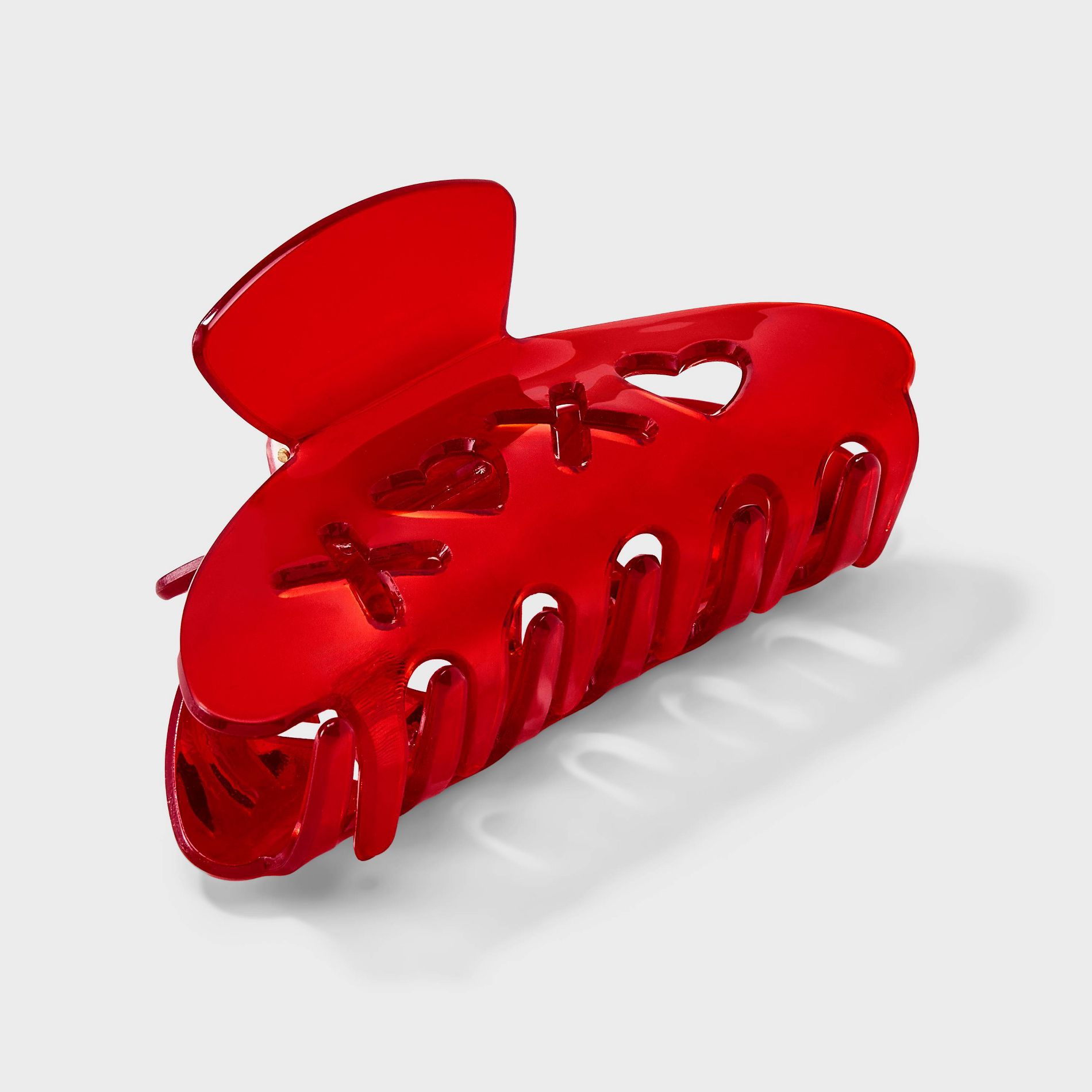 Valentines Heart Cutout Claw Clip - Red