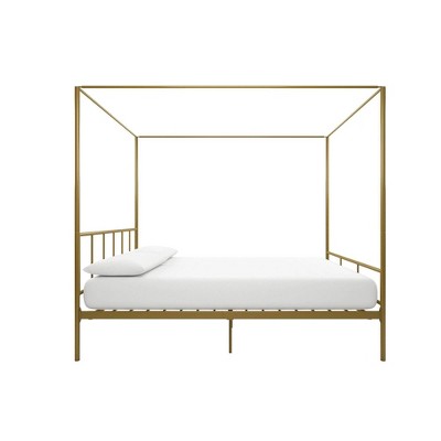 Full Gold Metal Canopy Bed Frame with Headboard