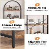 Homhougo Arched Bookshelf 5 Tier Tall Bookcase Modern Standing Bookshelves Metal Storage Rack Shelf Wood Book Shelf for Bedroom, Living Room, Brown - 4 of 4