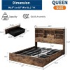 Full/Queen Size Bed Frame with Storage - 51" Bookcase Headboard, 4 Drawers, Charging Station, No Box Spring Needed, 1000LBS Capacity - 3 of 4