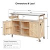 LOVSON Farmhouse-Style Outdoor Kitchen Island & Rolling Bar Cart with Storage Cabinet,Solid Wood Grill Table Featuring Stainless Steel Top,for Cooking - 3 of 4