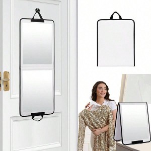 Folding Door Mirror Full Length 33x13 in White Shatterproof Foldable Full Body Mirror for Guest Room RV - 1 of 4