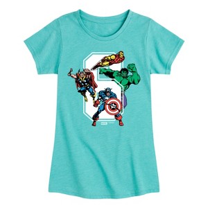 Girls' - Marvel - Avengers Birthday 6 Fitted Short Sleeve Graphic T-Shirt - 1 of 4