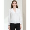 Allegra K Women's V Neck Lace Trim Casual Work Office Long Sleeve Blouse - 3 of 4