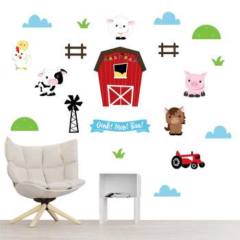 Big Dot of Happiness Farm Animals - Peel and Stick Nursery and Kids Room Vinyl Wall Art Stickers - Wall Decals - Set of 20