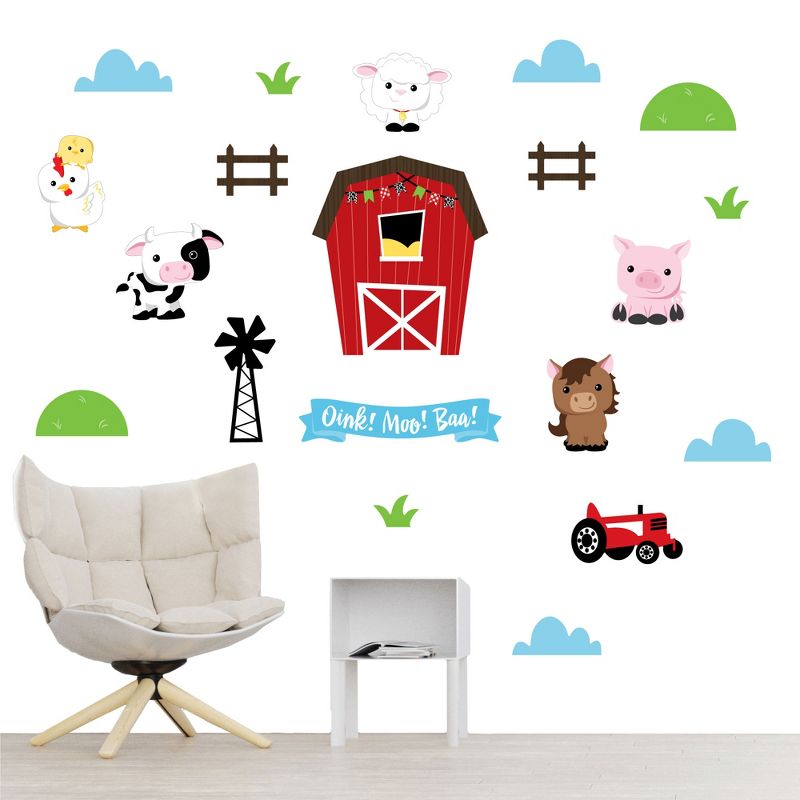 Big Dot of Happiness Farm Animals - Peel and Stick Nursery and Kids Room Vinyl Wall Art Stickers - Wall Decals - Set of 20, 1 of 10