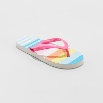 striped flip flops