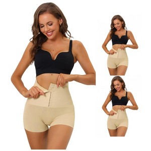 INSPIRE CHIC Women's Butt Lifter High Waisted Boyshorts Shapewear with Hooks Closure 3 Packs - 1 of 4