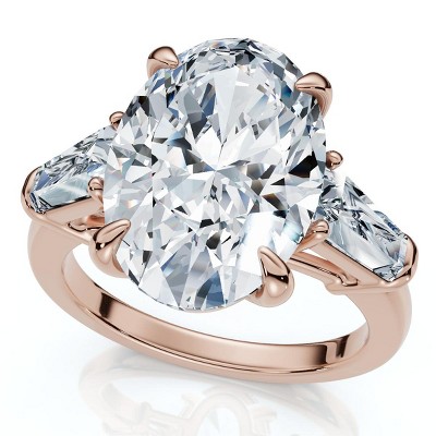 Pompeii3 Certified 4 1/3Ct Oval & Baguette Diamond Engagement Ring 14k Gold/Pt Lab Created