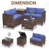 Jojoka 4-Piece All-Weather PE Rattan Patio Sofa Set, Sectional with Loveseat, Coffee Table with Storage, Ideal for Backyard - 4 of 4