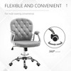 Vynxaria Velvet Home Office Chair, Button Tufted Desk Chair with Padded Armrests, Adjustable Height and Swivel Wheels, Gray - 4 of 4