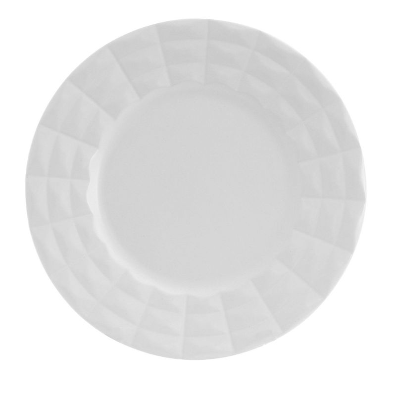 16pc Stoneware Diamond Cut Dinnerware Set White - Elama, 3 of 9