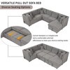 Whisen 108.6" U-Shaped Sectional Sofa Bed with USB Ports, Power Sockets & Storage - 3 of 4