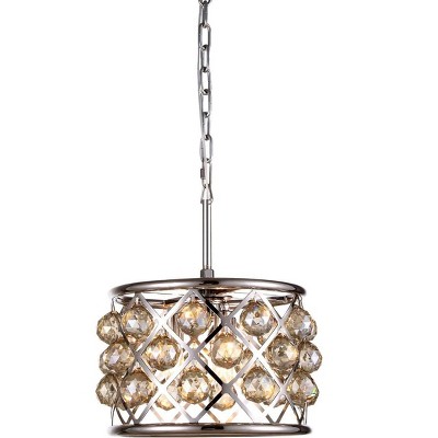 Elegant Lighting Madison Collection Pendant D:12in H:9in Lt:3 Polished Nickel Finish (Royal Cut Crystals)