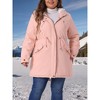 Agnes Orinda Women's Plus Size Drawstring Waist Long Sleeve Warm Barn Jackets with Hooded - 2 of 4