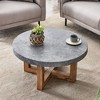 Vynxaria Modern Retro Round Coffee Table Gray Texture MDF, 31.4" Diameter, 2" Thick Top, Crossed Legs, Anti-Slip Pads - 3 of 4