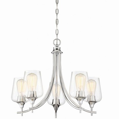 Satin Nickel 5-Light Chandelier with Clear Glass Shades