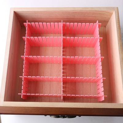 Unique Bargains Household Adjustable Separator Grid Dresser Dividers Plastic Drawer storage board 9.4" x 2.7" x 0.3" Pink 12 Pcs