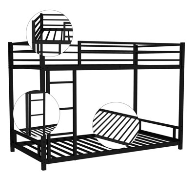 NicBex Twin Over Twin Bunk Bed with Safety Guardrail,Metal Loft Bed with Built-In Ladder,Modern Bunk Beds,Noise Reduced Bunk Beds for Bedroom