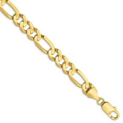 Black Bow Jewelry 8.75mm 10k Yellow Gold Solid Concave Figaro Chain Bracelet