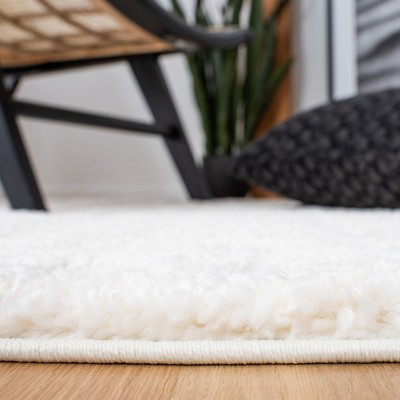 Ivory and Grey Diamond Shag 4' x 6' Synthetic Rug