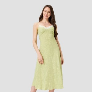 a new day green polka dot dress Women's Lace Trim Midi Sundress