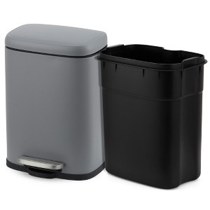 1.3 Gallon Trash Can, Stainless Steel Kitchen Trash Can with Lid, Soft Close Step-On Pedal, 5 Liters Ideal - 1 of 4