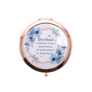 Unique Bargains Double Sided Makeup Mirror Rose Gold Tone 1 Pc - 1 of 4