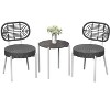 ODK 3 Piece Outdoor Rattan Bistro Set with 2 All Weather PE Wicker Chairs and a Glass Round Table,for Porch, Indoor, Lawn, Patio - 2 of 4