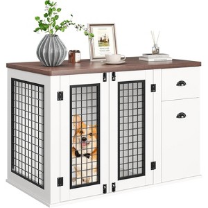 43'' Dog Crate Furniture,Dog Crate with Storage Drawers and Compartments-Durable Dog Kennel Cage for Small to Large Pets, Secure Door Latch Included - 1 of 4