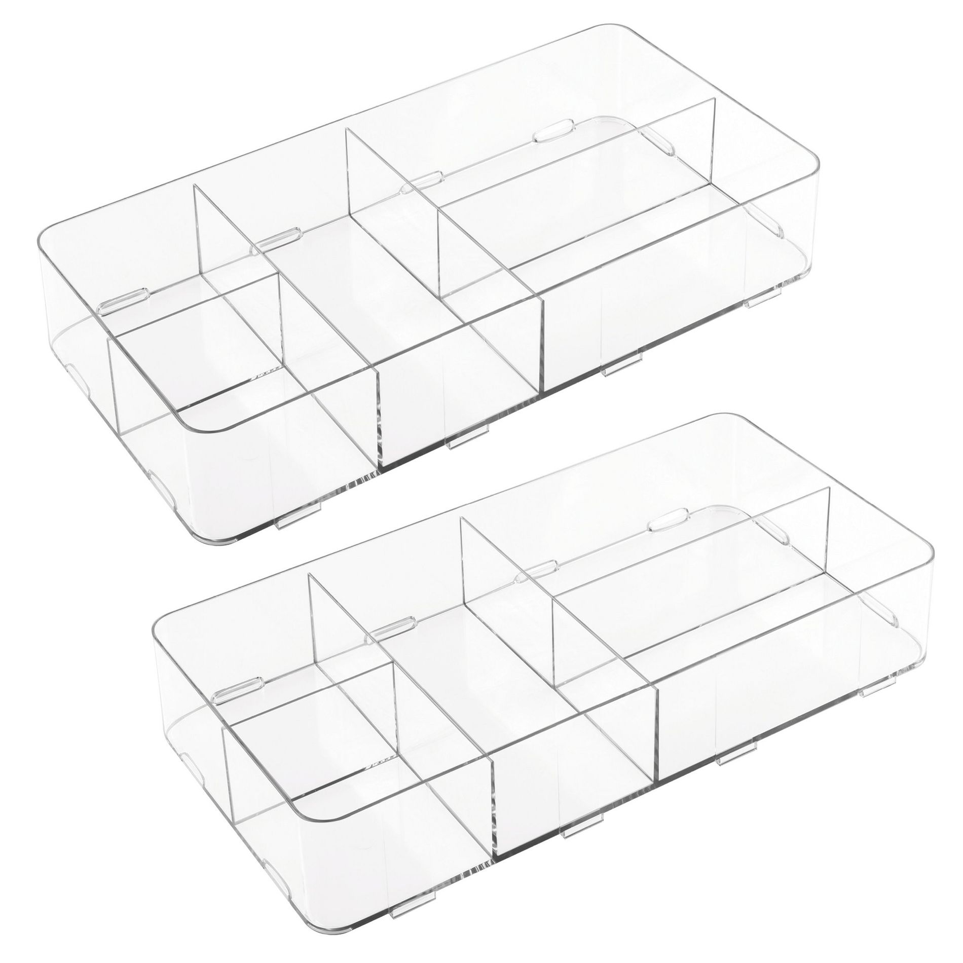 iDesign Clarity Interlocking 5-Section Drawer Organizer - Set of 2