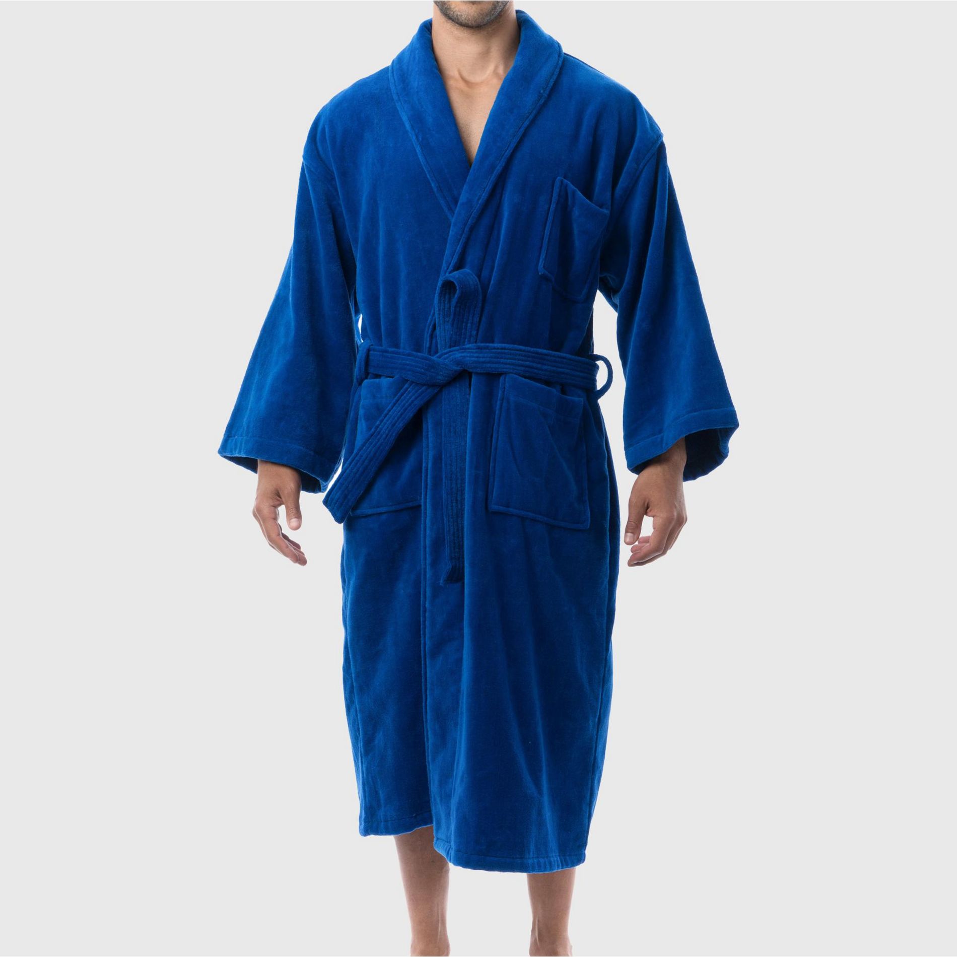 Alpine Swiss Pure Cotton Mens Terry Cloth Bathrobe Super Absorbent Spa Robe BLU ML