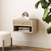 Nathan James Jackson Floating Side Table Rattan and Wood Light Oak: Bedside Shelf, Laminate Surface - 2 of 4