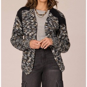 Women's Long Sleeve Open Front Sweater Cardigan - Democracy - 1 of 4