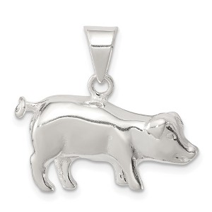Black Bow Jewelry Sterling Silver 2D Polished Pig Pendant - 1 of 4