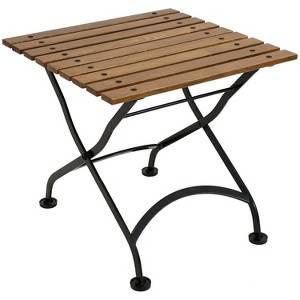 Sunnydaze Chestnut Wood Folding Square Patio Accent Side Table - 20" - Brown - 1 of 4