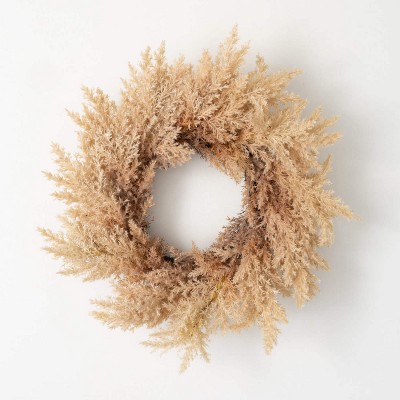 Artificial Cream Reed Wreath Cream 22"H