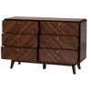 Baxton Studio Markell Wood 6 Drawer Dresser Walnut Brown/Gold: Mid-Century Storage, Metal Pulls - 3 of 4