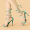 Allegra K Women's Solid Open Toe Lace Up Stiletto Sandals - 2 of 4