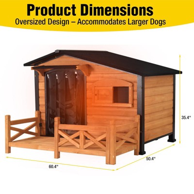 Aivituvin 44.6"L/60.4"L Outdoor Heated Dog House |Metal Frame-AIR7024-IN-HP