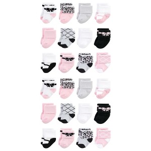 Hudson Baby Cotton Rich Baby Terry Socks 24-Pack, Bows - 1 of 3