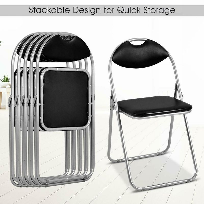 Costway 6 PCS U Shape Folding Chairs Furniture Home Outdoor Picnic Portable Black, 4 of 8