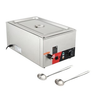 Commercial Food Warmer,1200W Electric Steam Table, Professional Countertop Stainless Steel Buffet Bain Marie,86-185°F Temp Control - 1 of 4
