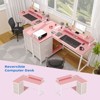 L Shaped Desk with Power Outlets & LED Lights, Computer Desk with Drawers & Shelves, Corner Desk Gaming Desk Home Office Desk - 3 of 4