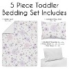 Sweet Jojo Designs Girl Toddler Bedding Set Watercolor Floral Purple Pink and Grey 5pc - 3 of 4
