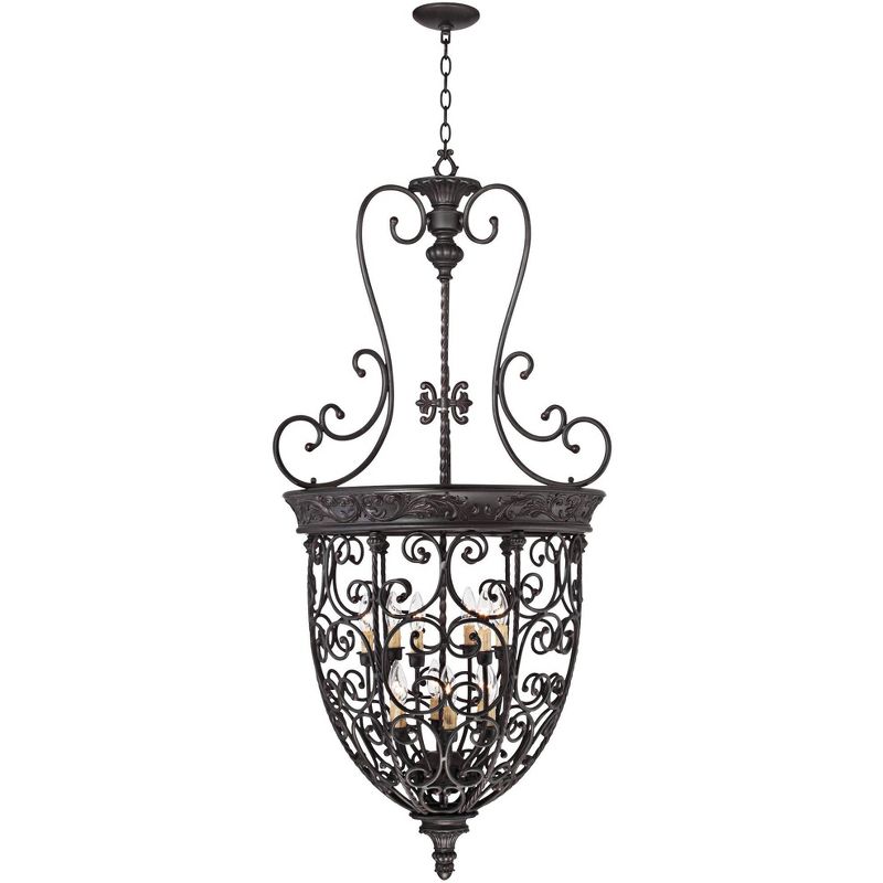 Franklin Iron Works French Scroll Rubbed Bronze Chandelier 27 1/2" Wide Rustic 12-Light Fixture for Dining Room House Kitchen Island Entryway Bedroom, 1 of 10