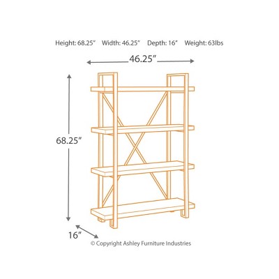 Transitional 46'' Black/Brown Metal & Wood 4-Shelf Bookcase
