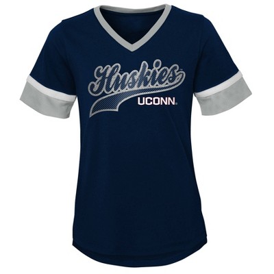 NCAA UConn Huskies Girls' Short Sleeve V-Neck T-Shirt - L