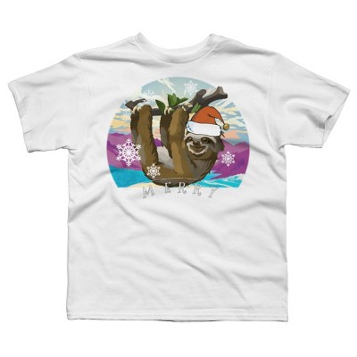 Boy's Design By Humans Merry Slothmas - Funny Christmas Pajama for Sloth LoversÂ By TELO213 T-Shirt